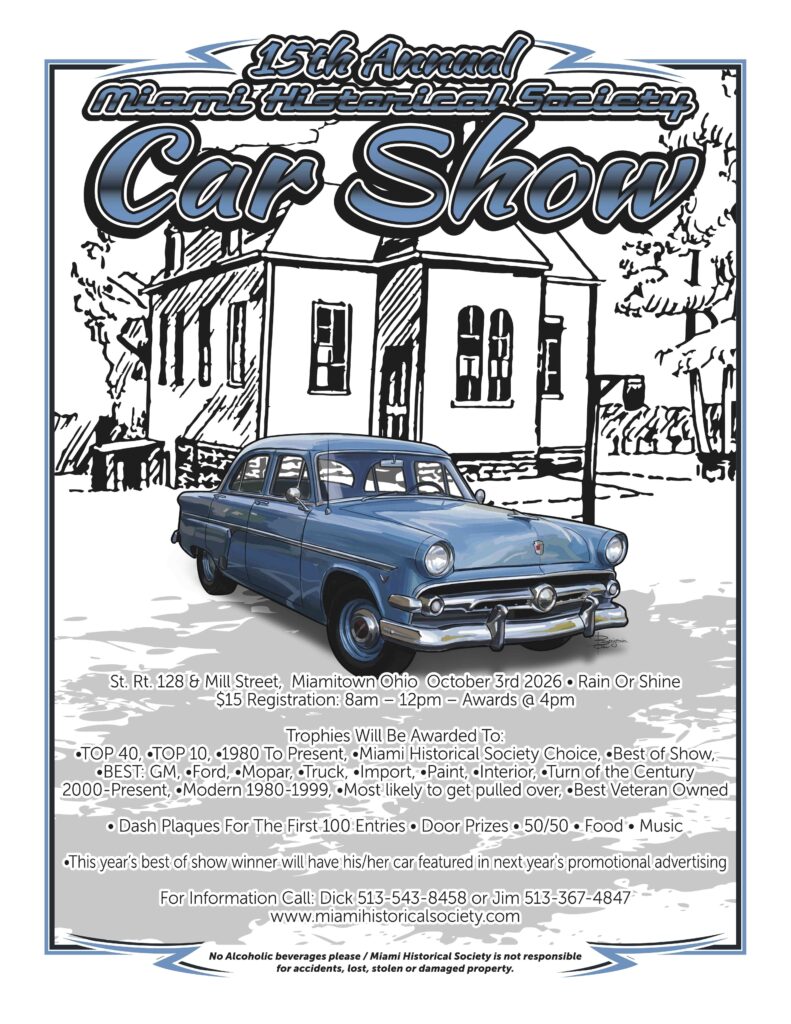 Car Show October 3, 2026 - Miami Historical Society in Miamitown, OH